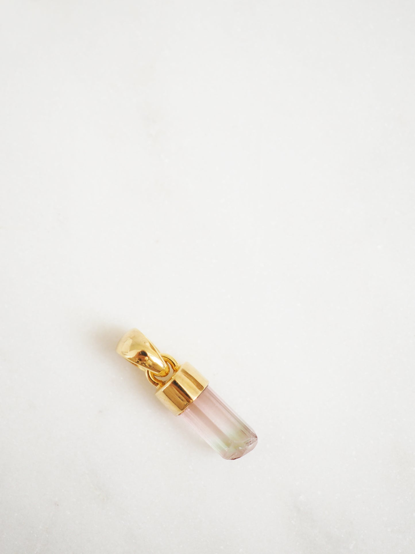 Bi Color Pinker Turmalin Anhänger ca. 23x6 mm -aus 925 Sterlingsilber vergoldet