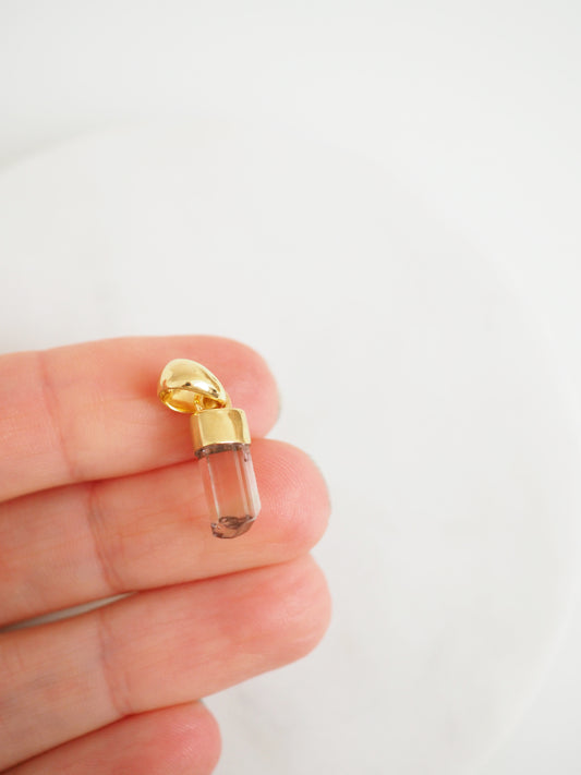 Bi Color Pinker Turmalin Anhänger ca. 23x6 mm -aus 925 Sterlingsilber vergoldet