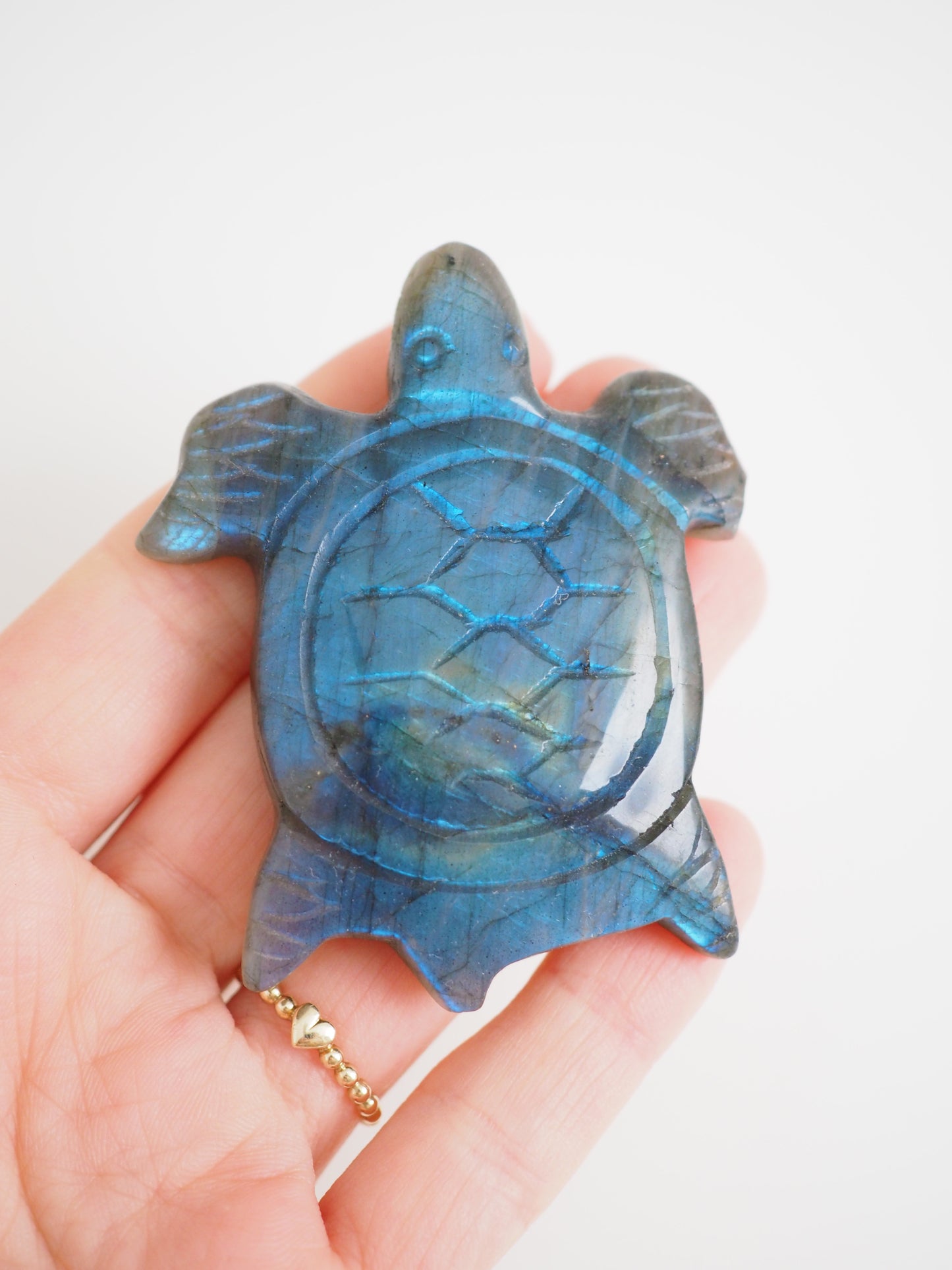 Blaue Labradorit Schilkröte - aus Madagascar Handcarved High Quality