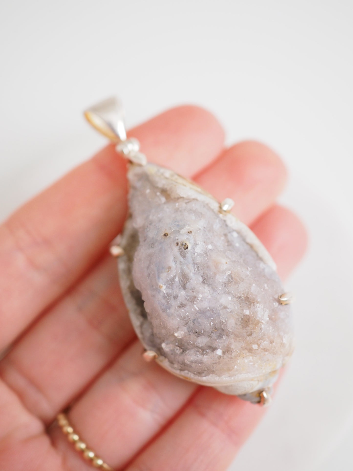 Anhänger Kristallisierte Schnecke / Muschel 925 Sterlingsilber 65Mio Jahre alt - aus Indien SUPER RARE