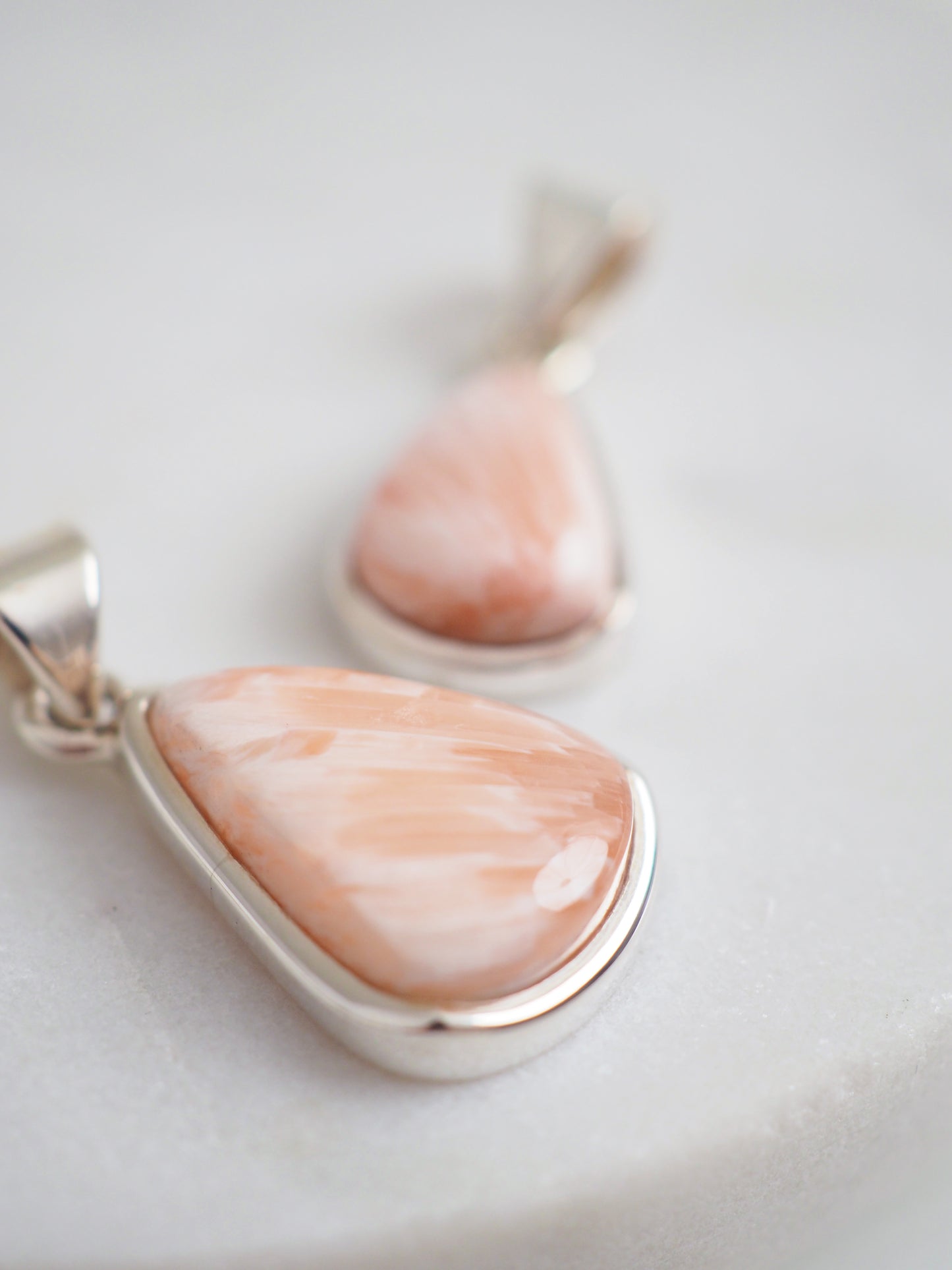Rosa Scolescite Tropfen Anhänger 925 Sterlingsilber - aus Indien Handmade
