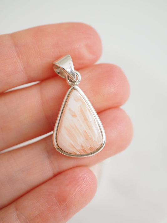 Rosa Scolescite Tropfen Anhänger 925 Sterlingsilber - aus Indien Handmade