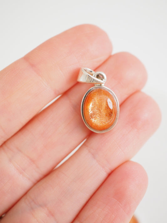 Sonnenstein Oval Anhänger 925 Sterlingsilber