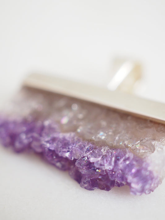 Amethyst Slice Anhänger 925 Sterlingsilber