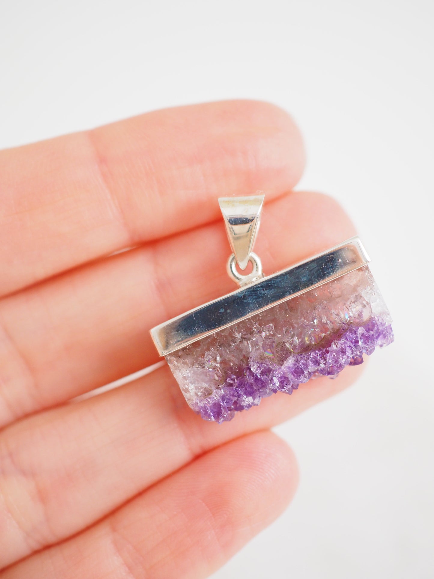 Amethyst Slice Anhänger 925 Sterlingsilber
