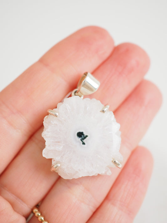 Snowquartz Slice . Schneequarz Anhänger 925 Sterlingsilber