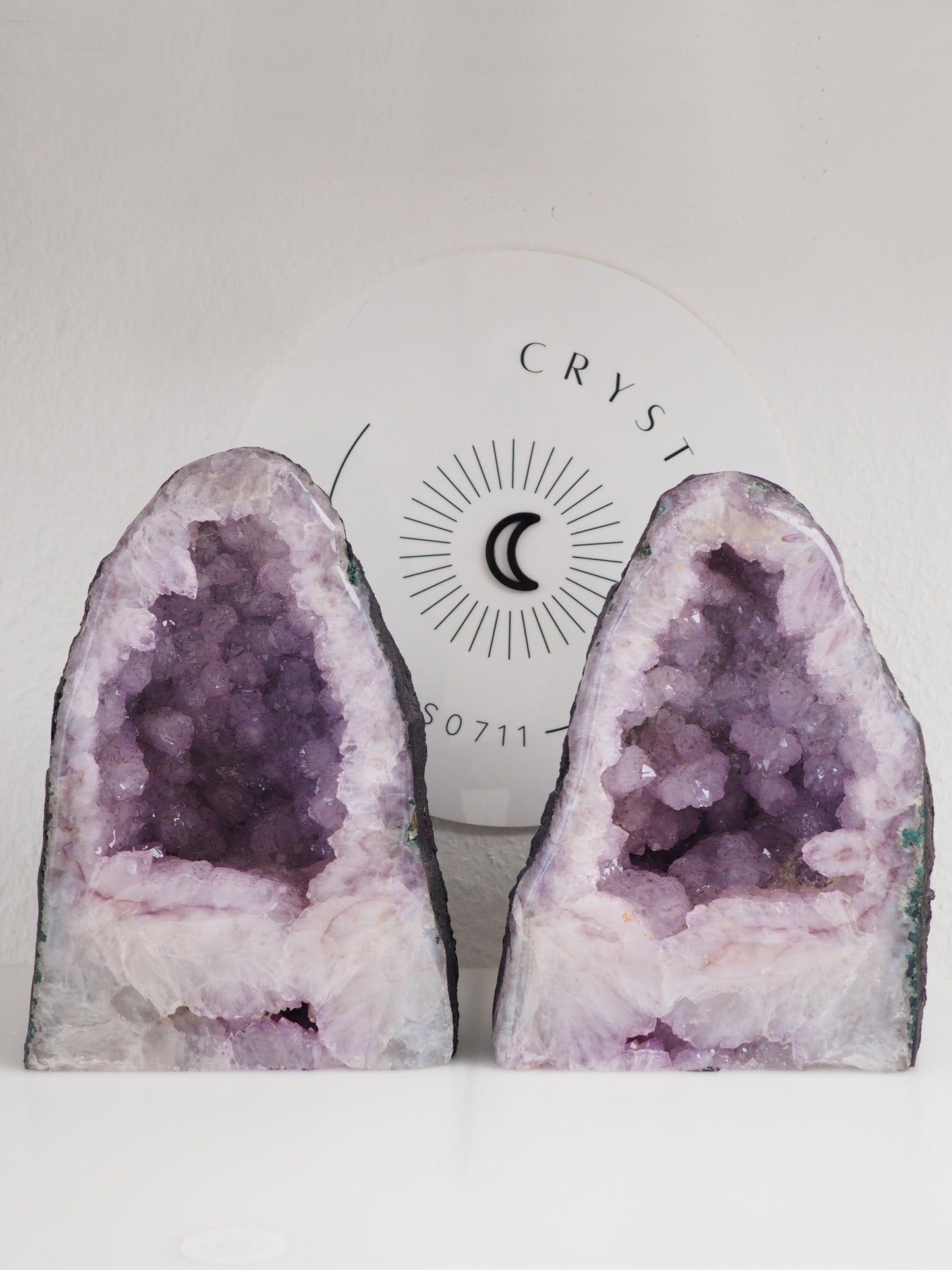 Flieder Violette Amethyst Geoden PAAR mit Kathedralen Kristallen & Amethyst Blumen ca. xx cm 14 Kg . PARADISE COLLECTION - aus Brasilien HIGH QUALITY