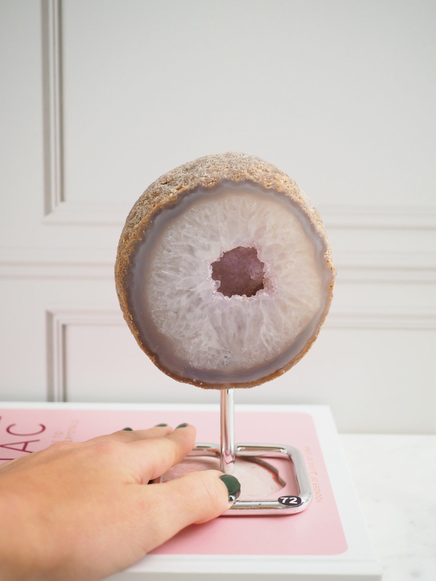Druzy Lila Achat Geode auf Ständer 72. Halter ca 11-15 cm - aus Brasilien HIGH QUALITY Handpoliert