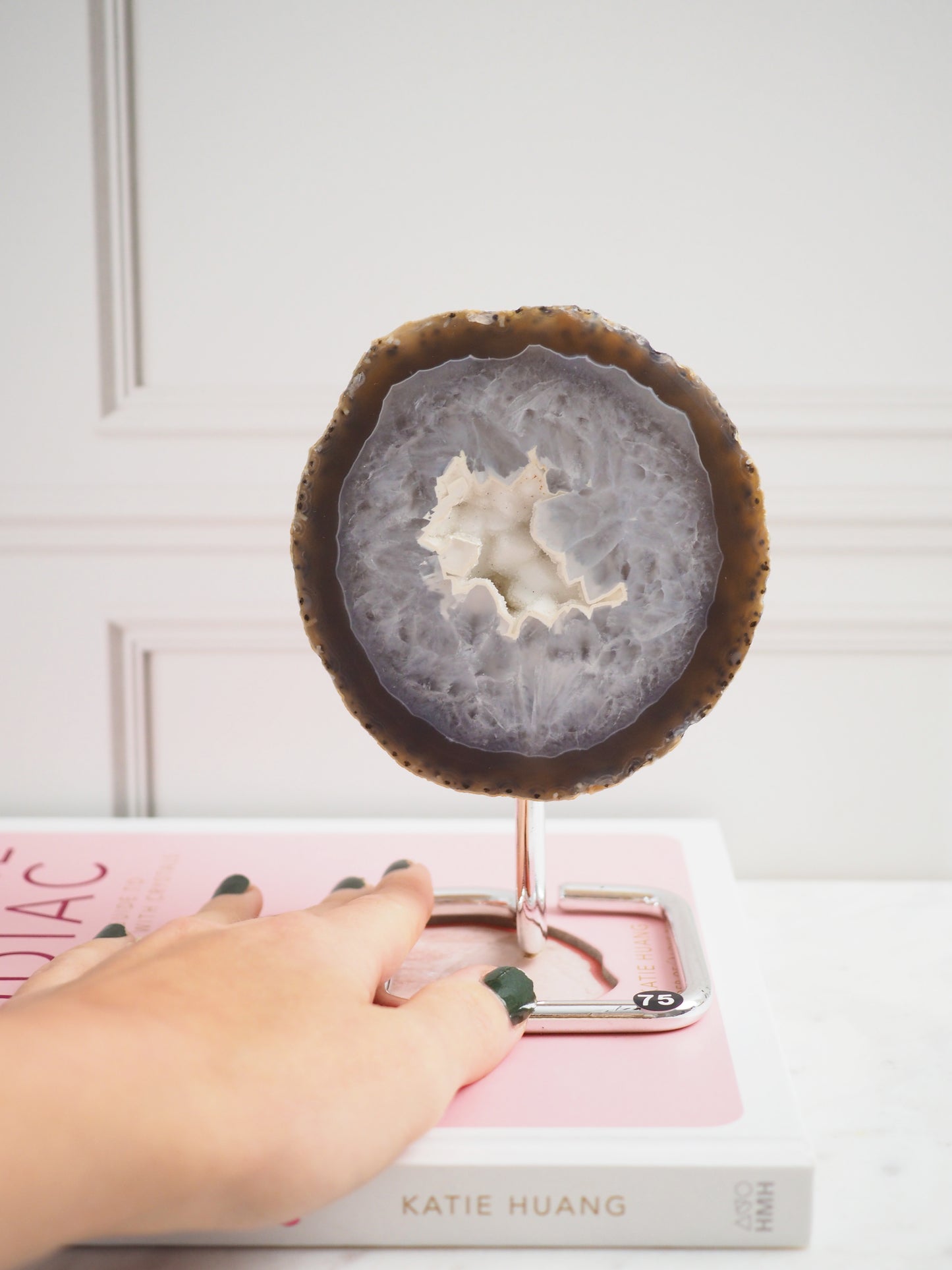Druzy Achat Geode auf Ständer 75. Halter ca 11-15 cm - aus Brasilien HIGH QUALITY Handpoliert