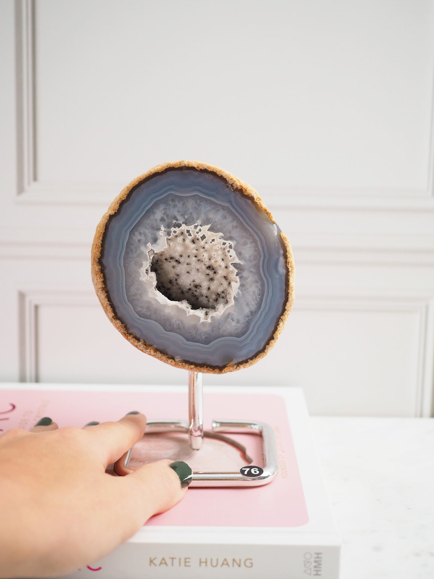 Druzy Achat Geode auf Ständer 76. Halter ca 11-15 cm - aus Brasilien HIGH QUALITY Handpoliert