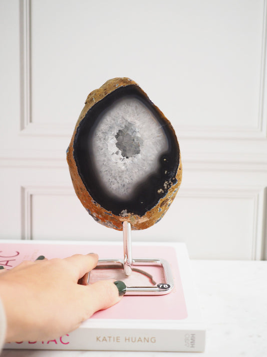 Druzy Achat Geode auf Ständer 78. Halter ca 11-15 cm - aus Brasilien HIGH QUALITY Handpoliert