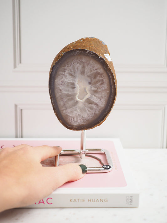 Druzy Achat Geode auf Ständer 96. Halter ca 11-15 cm - aus Brasilien HIGH QUALITY Handpoliert