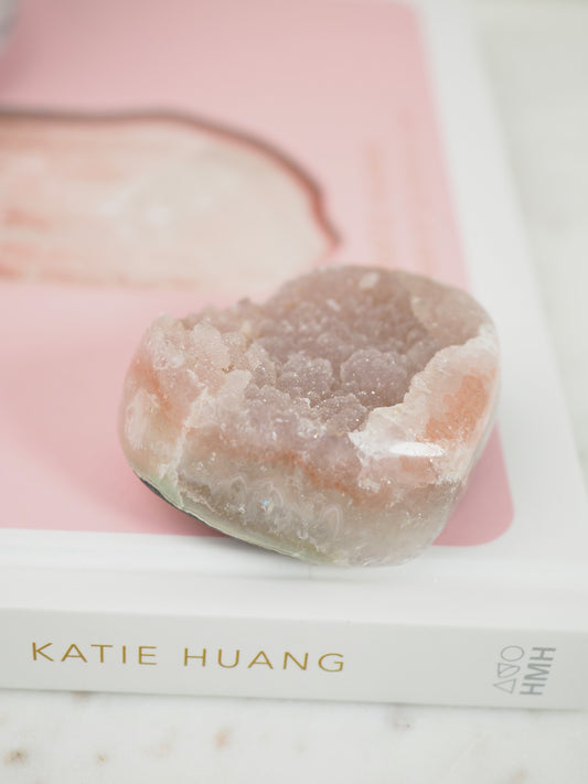 Champagner Rainbow Sugar Amethyst Herz - aus Uruguay RARE