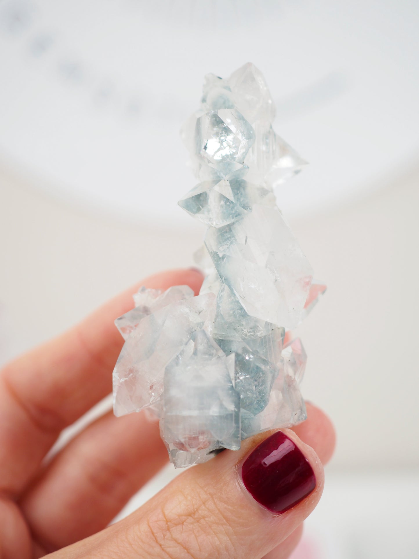 Grüner Chalcedon mit Apophylite Stab - aus Indien RARE