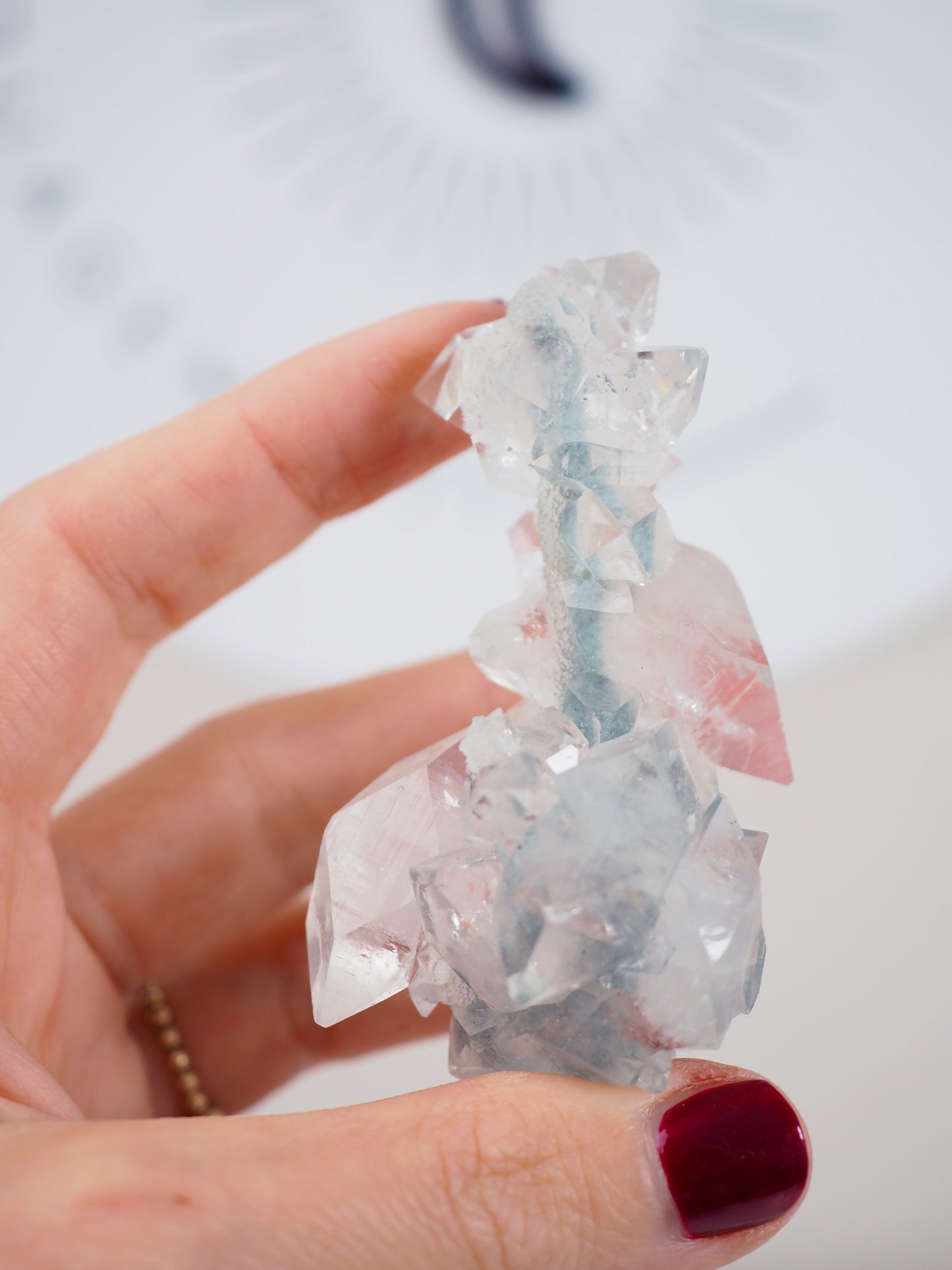 Grüner Chalcedon mit Apophylite Stab - aus Indien RARE