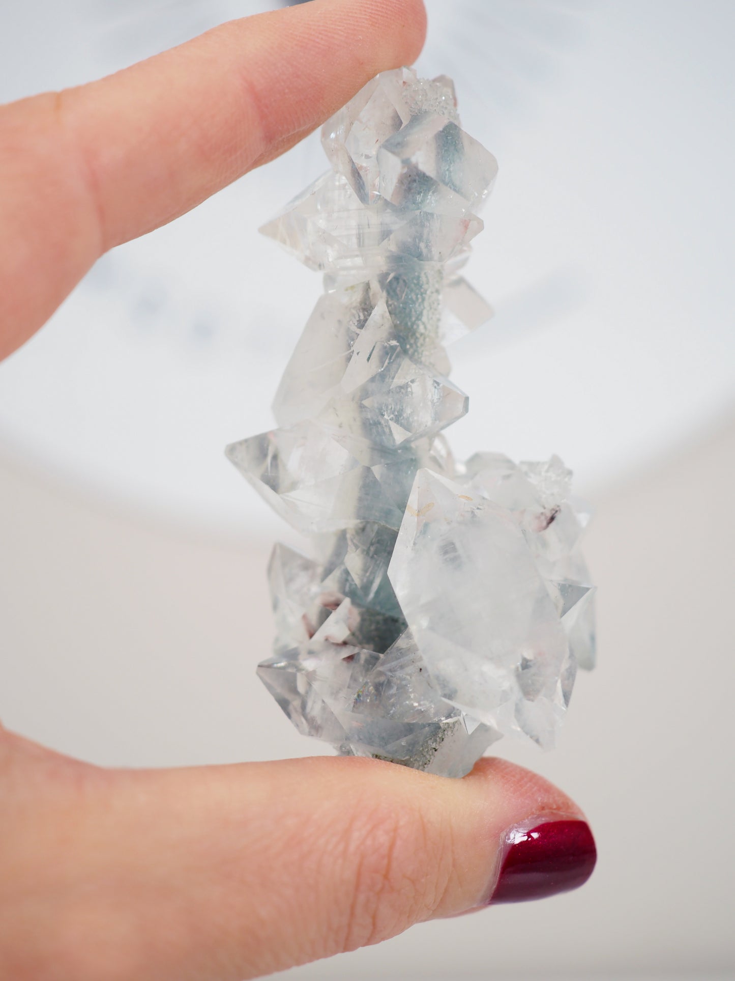 Grüner Chalcedon mit Apophylite Stab - aus Indien RARE