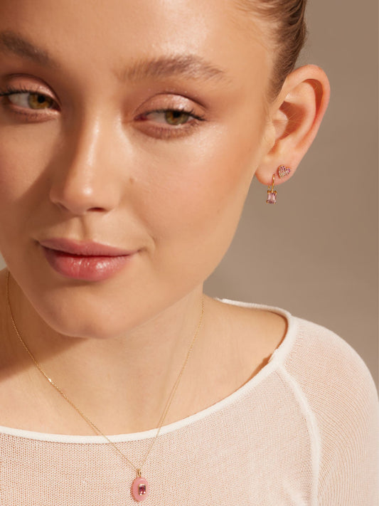 Opal Kette mit pinkem Turmalin aus 585 Gold