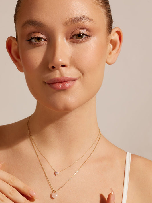 Herz Kette mit Pinken Saphir & Turmalin aus 585 Gold