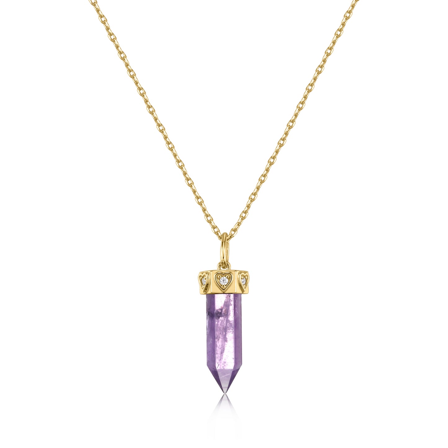 Amethyst mit CZ Anhänger MAGIC CRYSTALS COLLECTION Herz . 925 Sterlingsilber vergoldet MIT Kette 45cm