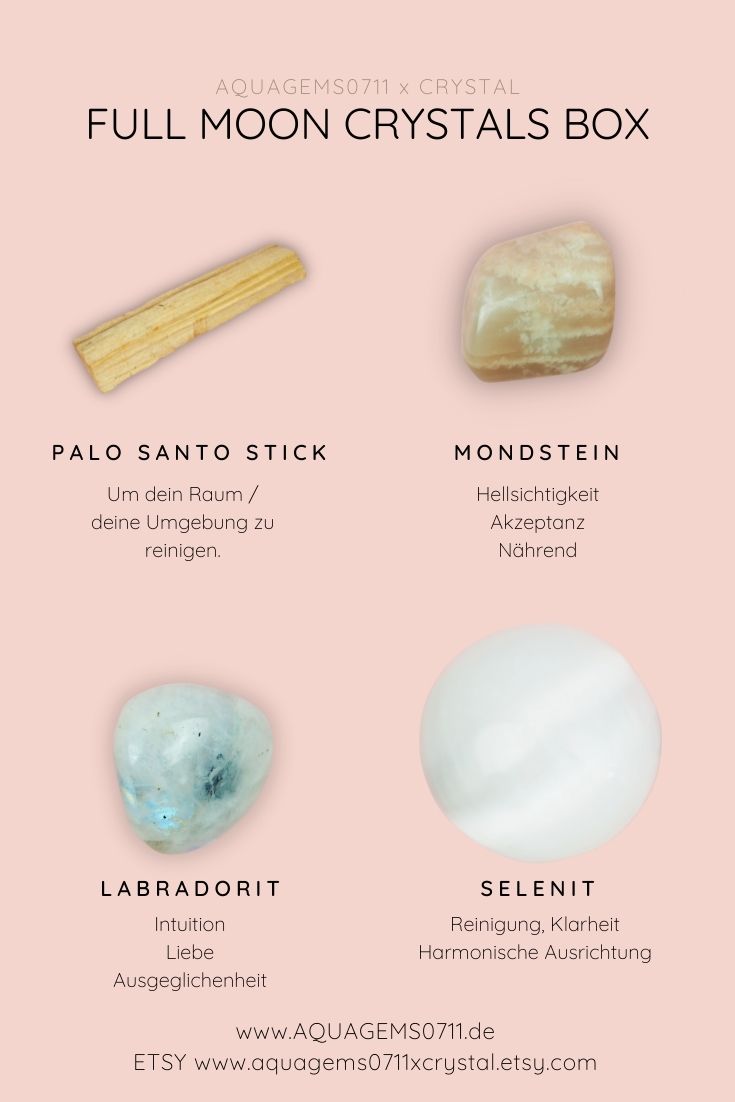 MOON Crystal Box . Palo Santo . Selenit Kugel . Mondstein. GESCHENKBOX