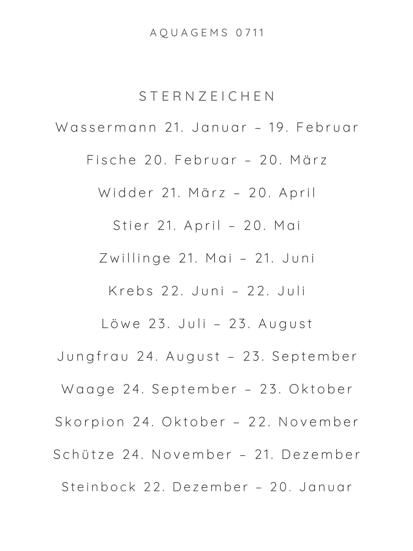 WASSERMANN ZODIAC Crystal Box