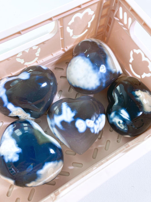 Orca Agate Heart Orca Achat Herz ca. 7-8 cm - Hand Carved