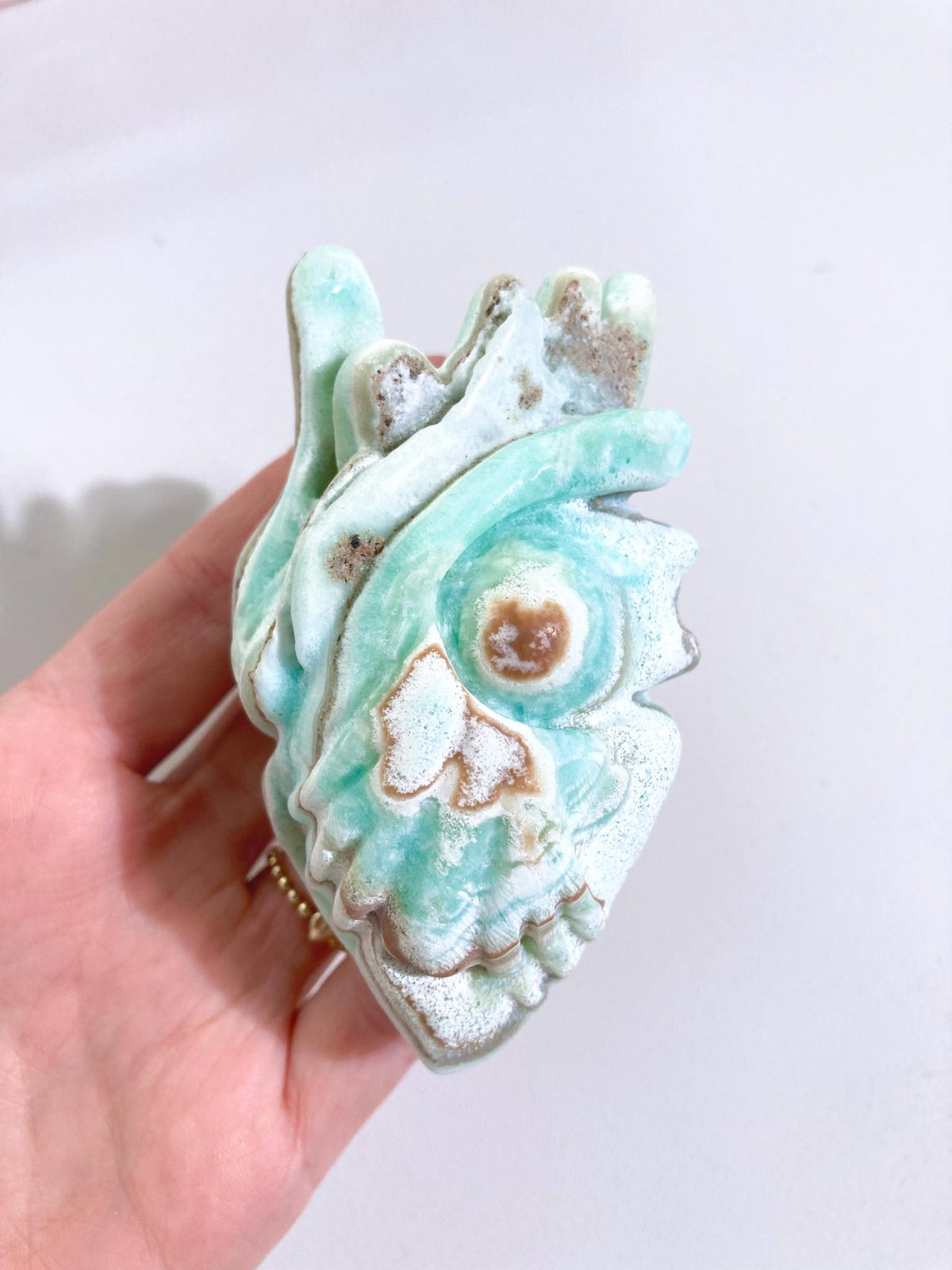 Blauer Aragonit / Calcit Herz / Blue Aragonite Anatomic Heart ca. xx cm