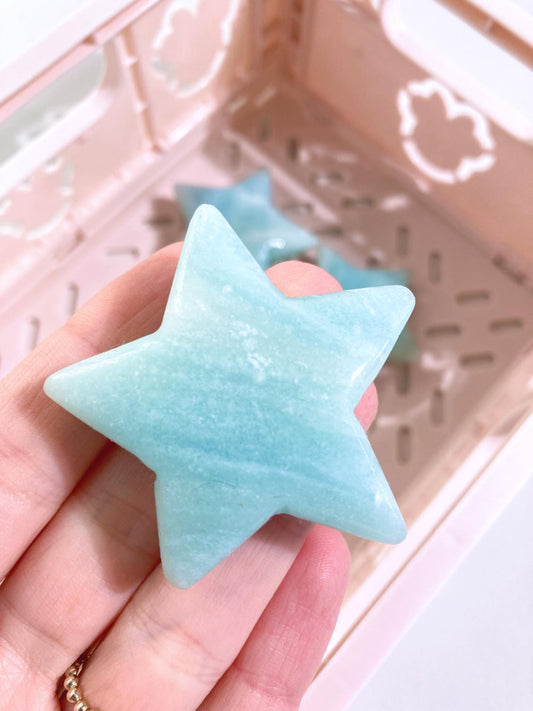 Blauer Himmels Opal . Amazonit Stern . Blue Sky Opal Star - aus China Handcarved