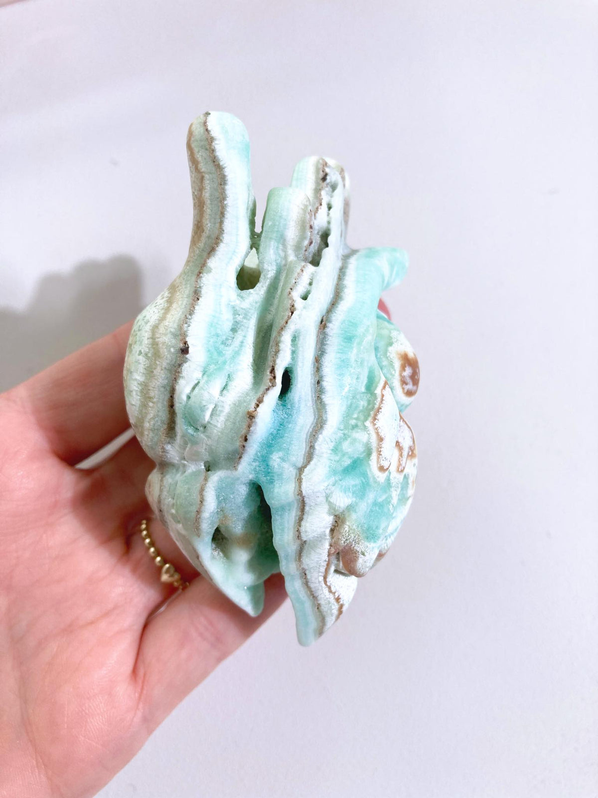 Blauer Aragonit / Calcit Herz / Blue Aragonite Anatomic Heart ca. xx cm