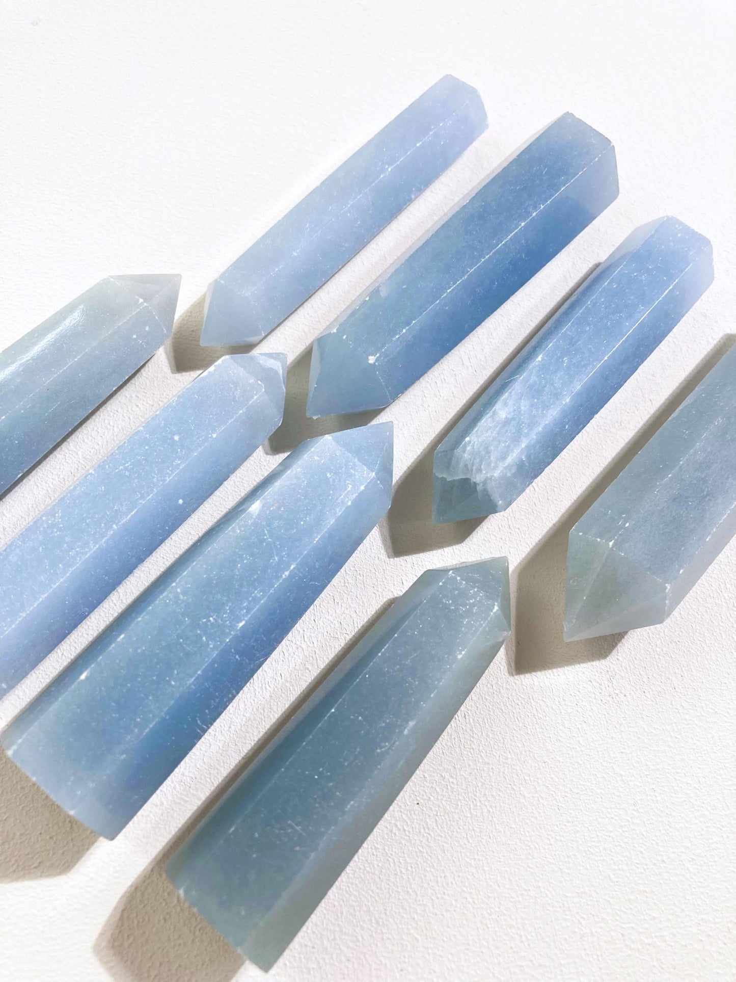 Coelestin Spitze l Blue Celestite Point - aus Madagascar 7.5 -9cm - Hand Carved