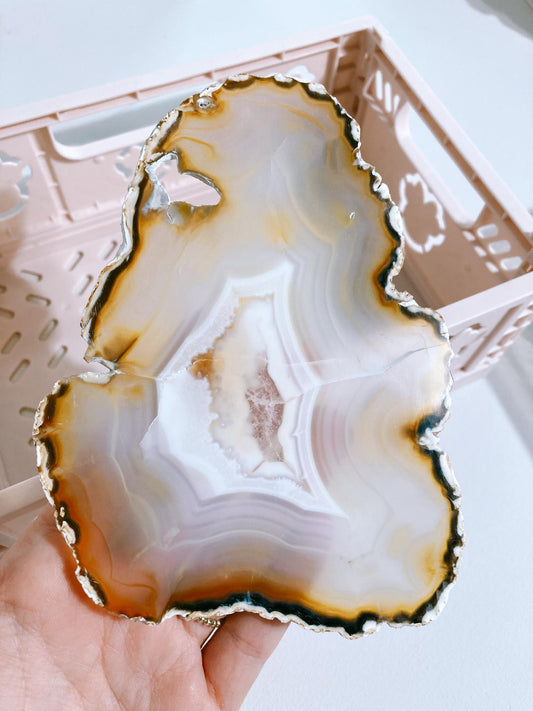 Iris Achat Slice Handcarved ca. 14 cm aus Indonesien - High Quality RARE