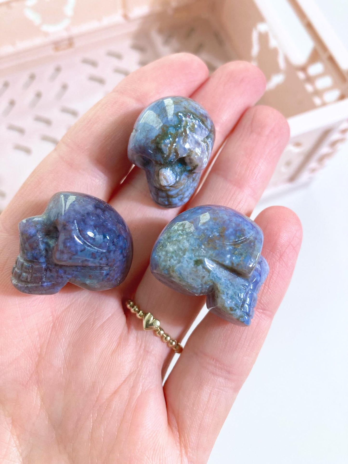 Mini Ozean Jasper / Ozean Jaspis Skull ca. 3cm - Hand Carving