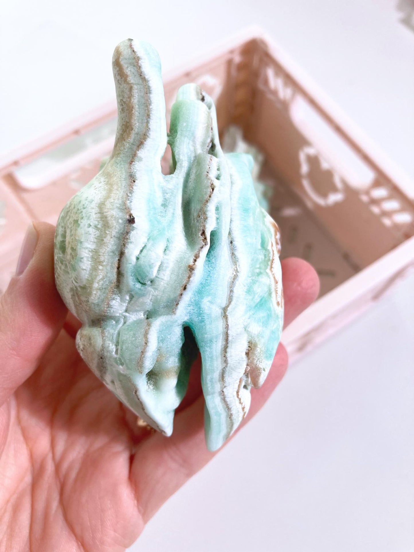 Blauer Aragonit / Calcit Herz / Blue Aragonite Anatomic Heart ca. xx cm