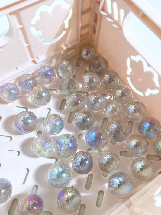 AngelAura Bergkristall MINI Kugel . Angel Aura Clearquartz Mini Sphere ca. 1.5cm