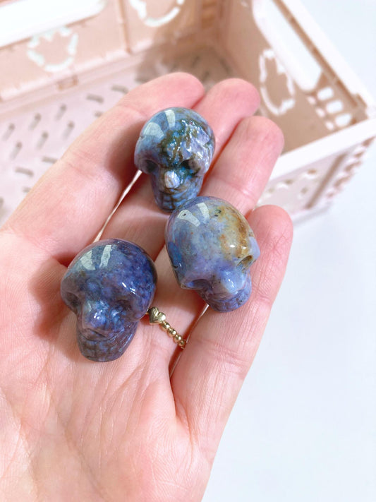 Mini Ozean Jasper / Ozean Jaspis Skull ca. 3cm - Hand Carving