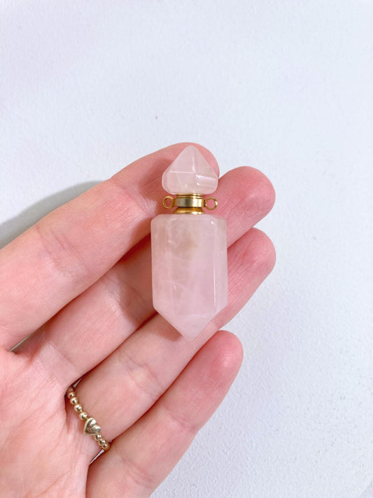 Mini Rosenquarz Parfum Phiole Fläschchen