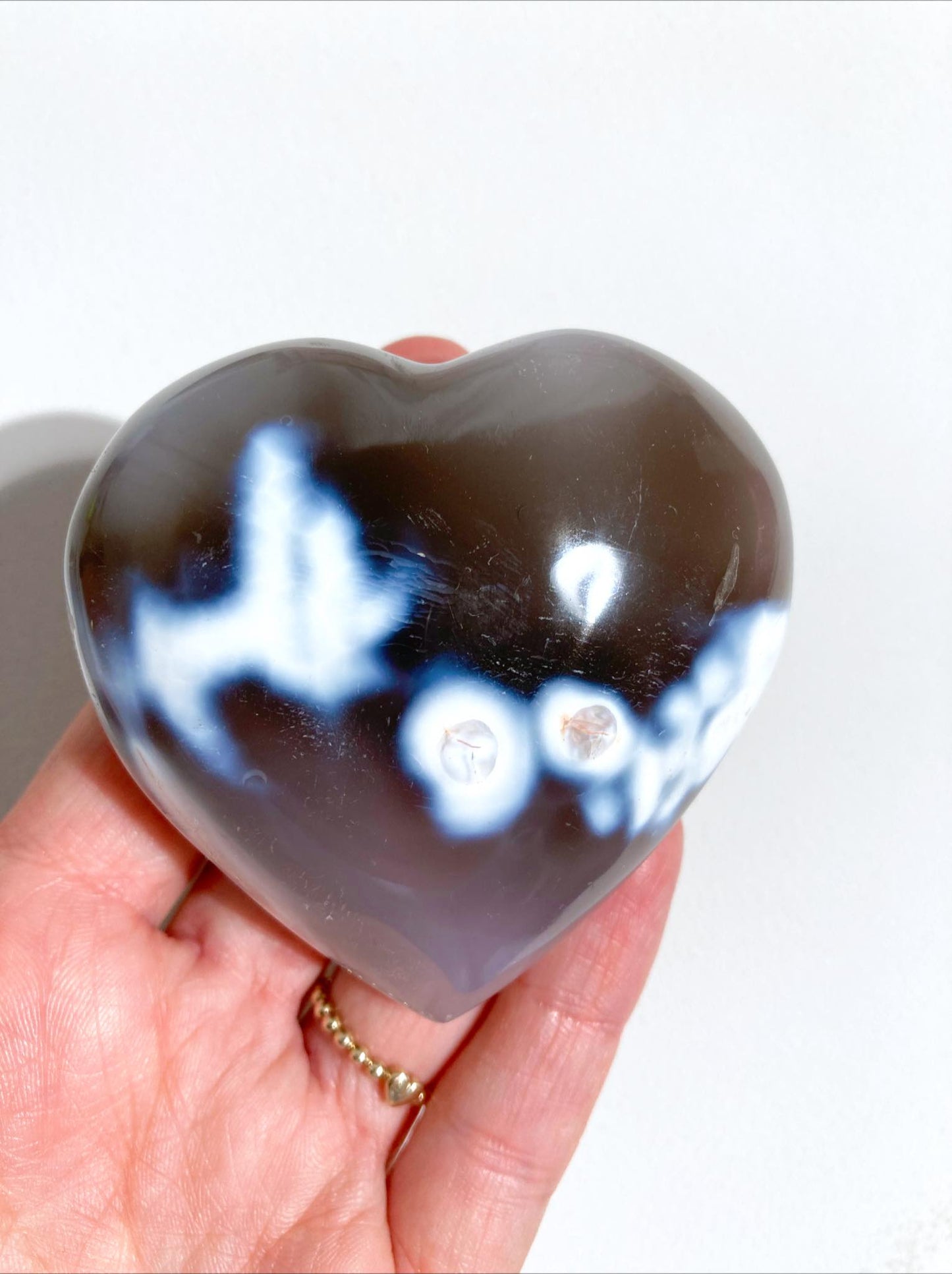 Orca Agate Heart Orca Achat Herz ca. 7-8 cm - Hand Carved
