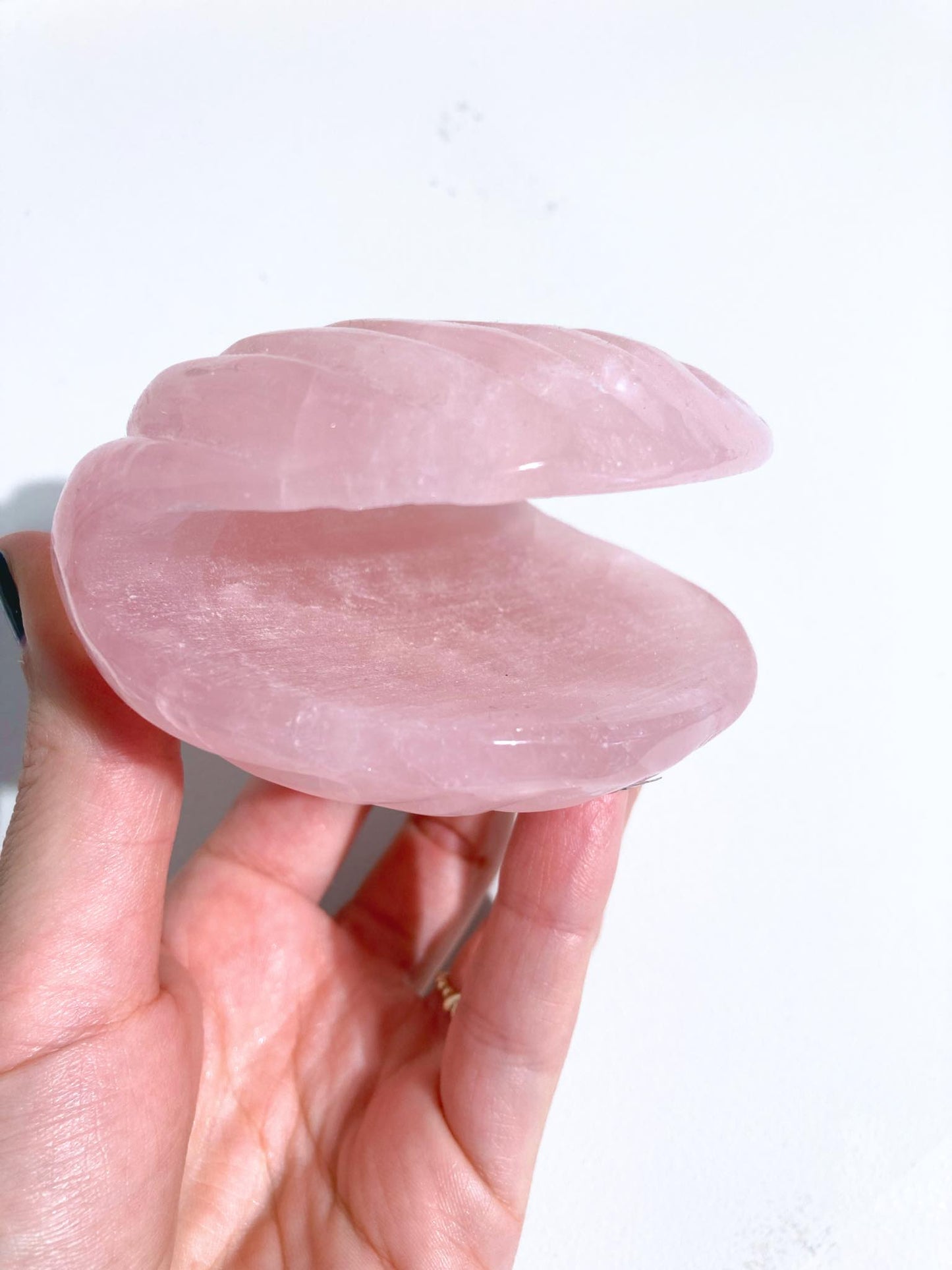 Muschel Rosenquarz Schale Shelly Muschel Schmuckschale . Rosequartz Shell bowl Carving - Hand Carving