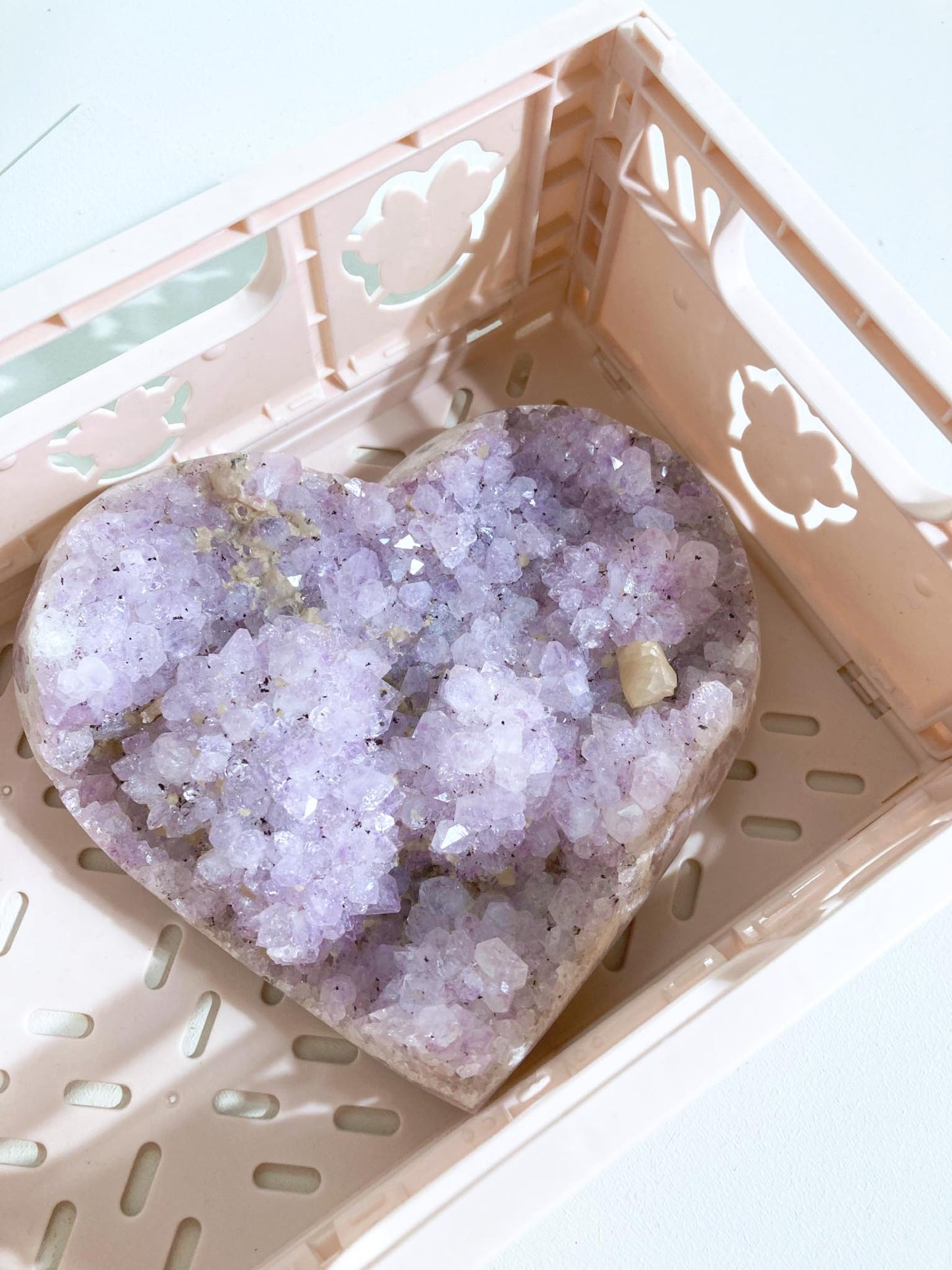 XL Amethyst Herz mit Achat Rand und Calcit 727g - aus Brasilien Handcarved