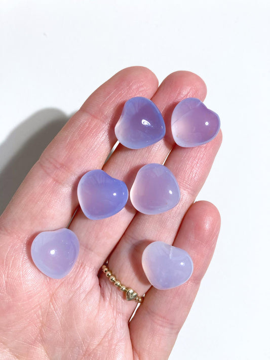 Blauer Chalcedon mini Puffy Herz 1.5cm . Blue Chalcedony mini puffy Heart - aus Türkei Handcarved High Quality