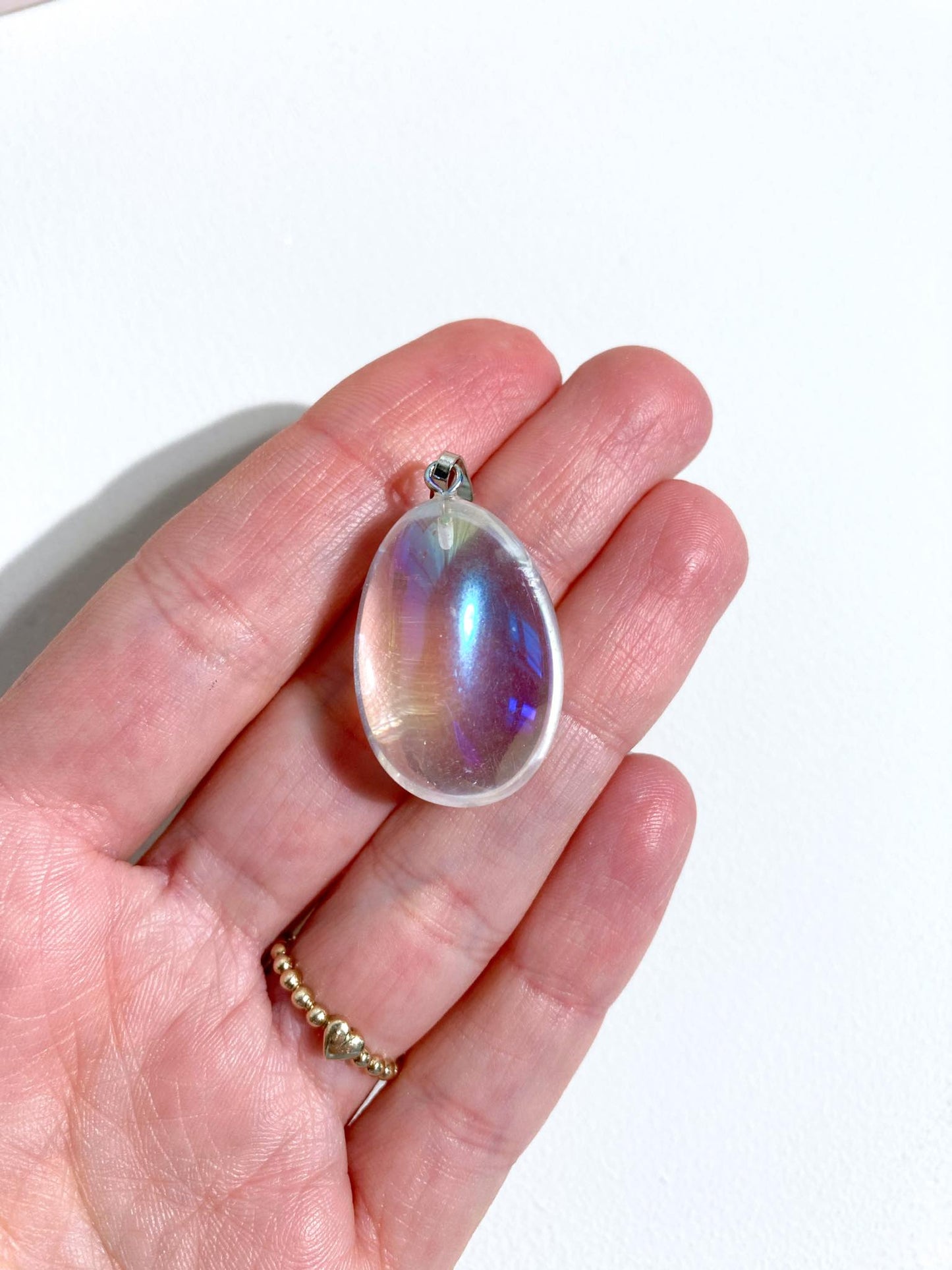 AngelAura Bergkristall Anhänger getrommelt . AngelAura Clearquartz tumbled Pendant ca 2cm - High Quality