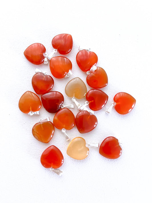 Karneol Gebr. Herz Anhänger ca. 15 cm . Carnelian Heart Pendant - High Quality
