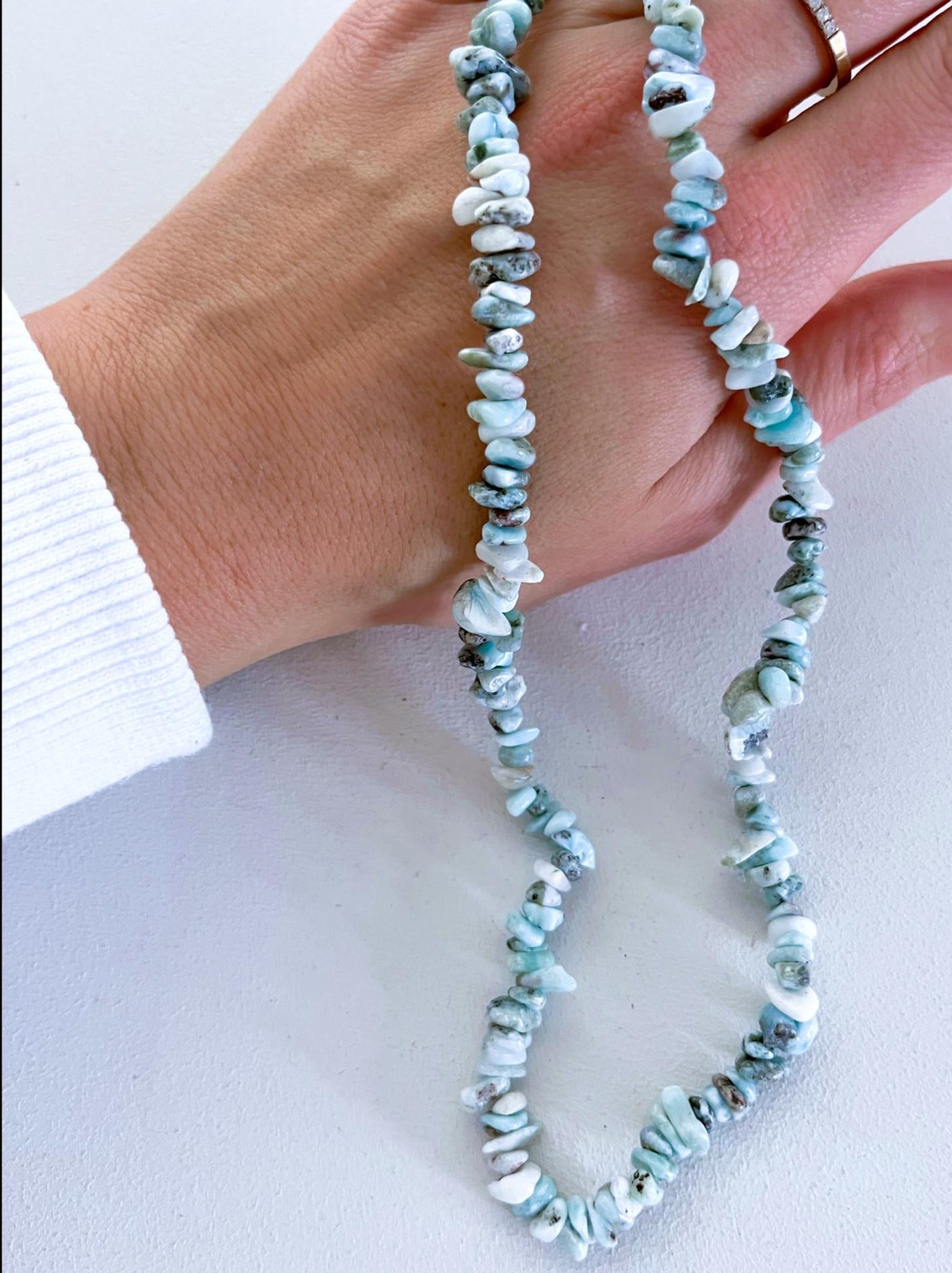 Larimar Chips Kette . Larimar Chips Necklace 45cm - Common Quality