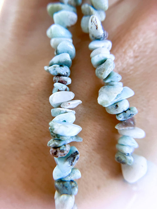 Larimar Chips Kette . Larimar Chips Necklace 45cm - Common Quality