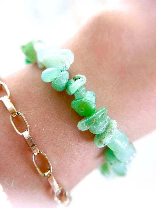 Chrysopras Chips Armband . Crysopras Chips Bracelet - High Quality