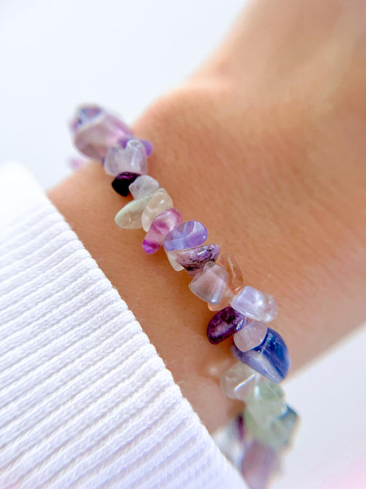 Regenbogen Fluorit Chips Armband . Rainbow Fluorite Chips Bracelet - Common Quality