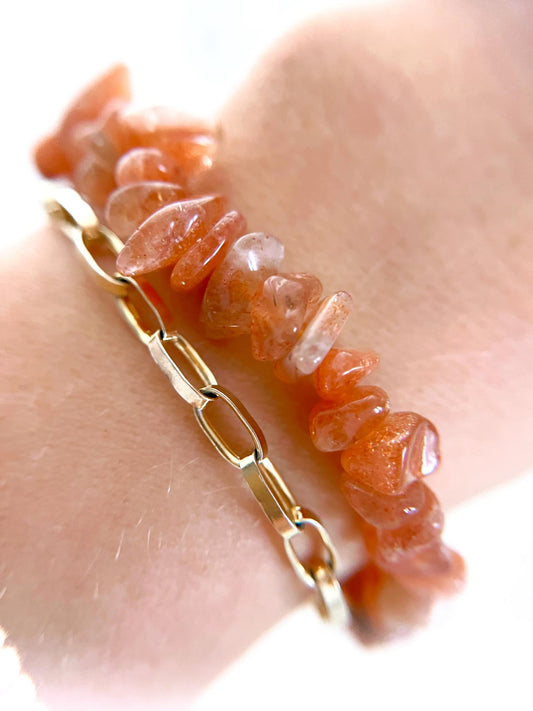 Sonnenstein Chips Armband . Sunstone Chips Bracelet - High Quality