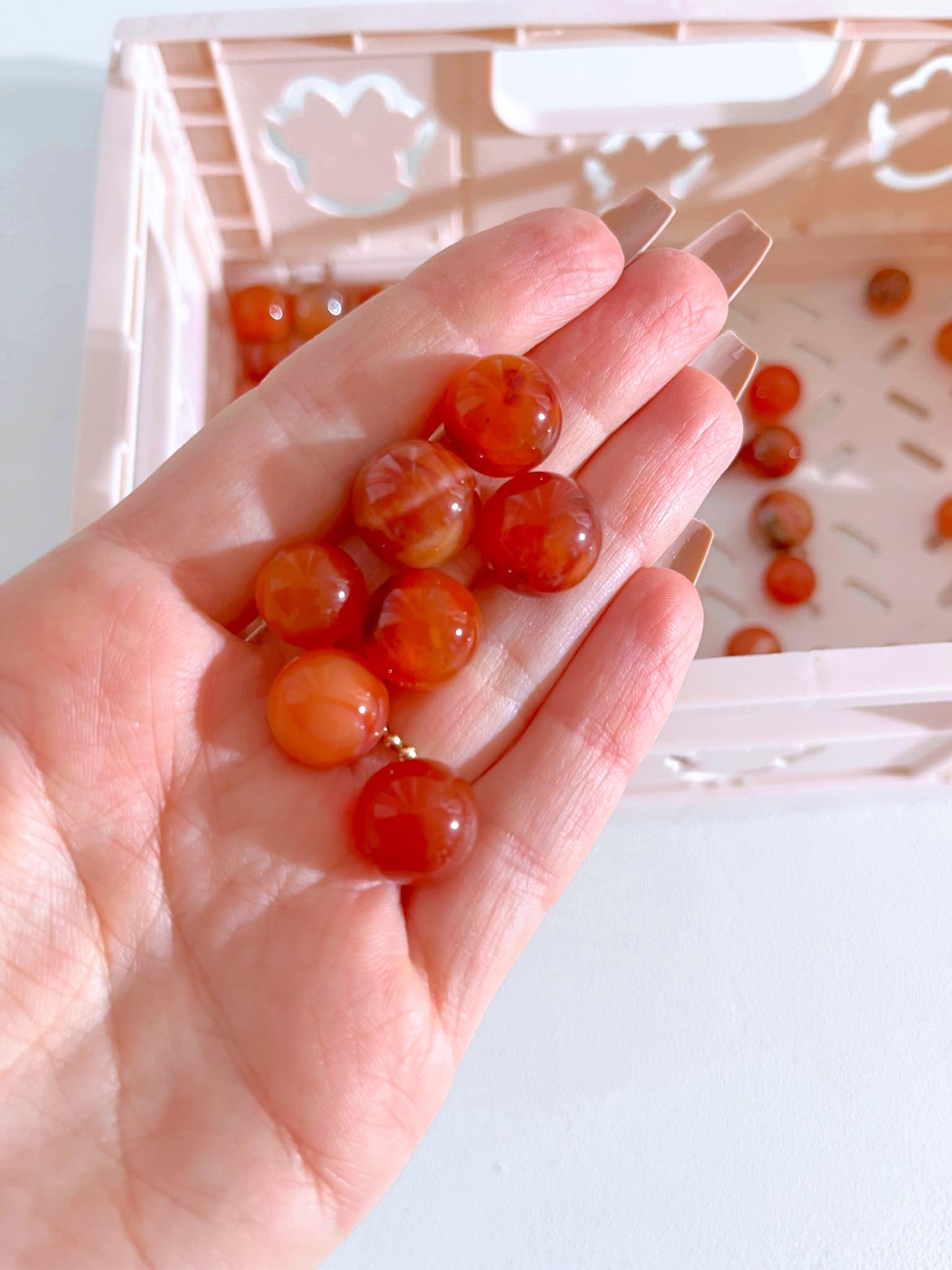 Karneol Mini Kugel Gebr . Carnelian Mini Sphere ca. 1.2 cm