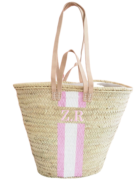 Korb Monogramm & Stripes No bad days! Weiss