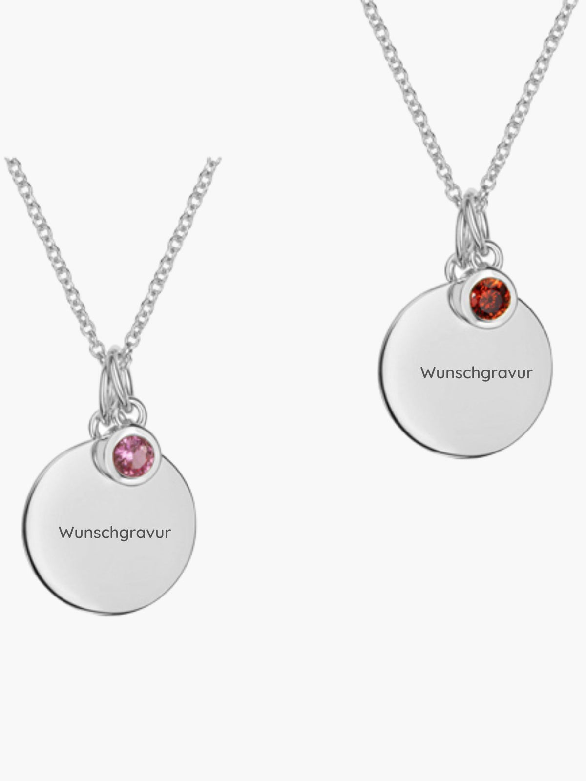 Geburtsstein Hals Kette mit Gravur . 925 Sterlingsilber mit Zirkonia